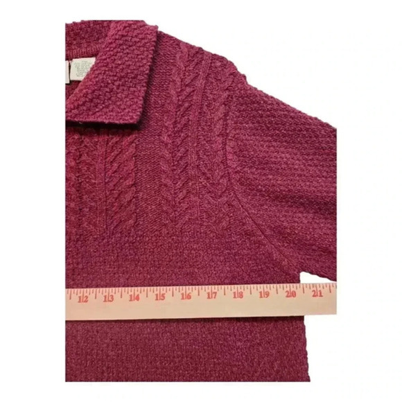 CLASSIC‎ ELEMENTS PETITE  Cardigan SWEATER Burgundy PL  Knit Cotton - Picture 6 of 10